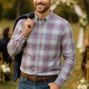 Weatherproof Vintage Men’s Plaid Button-Down Long Sleeve Shirt